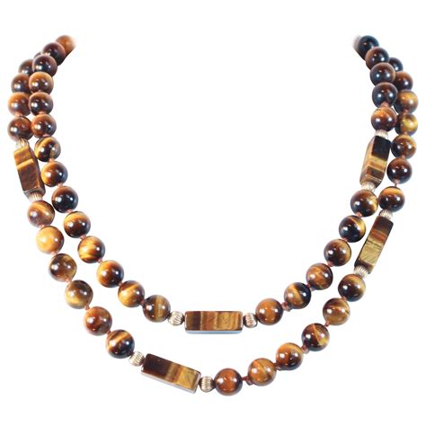 Tiger S Eye Gold Bead Necklace At Stdibs