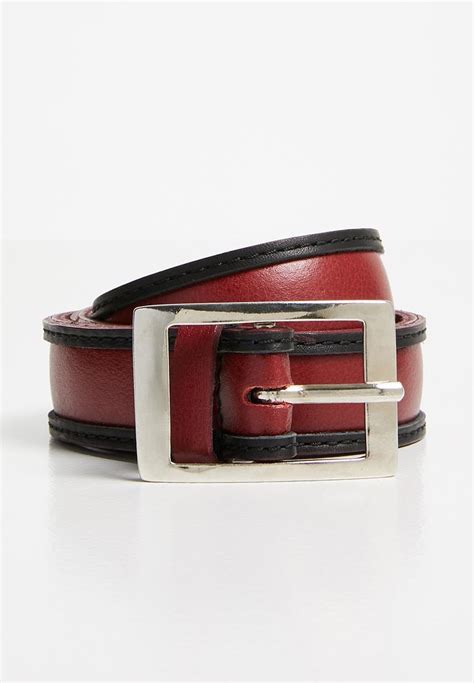Two Tone Leather Belt Red And Black Superbalist Belts