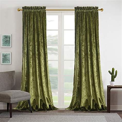 Roslynwood Luxury Moss Green Velvet Room Darkening Blackout Rod Pocket