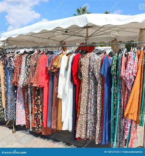 Stall Of Clothes At Market Stock Image Image Of Gowns 160127223
