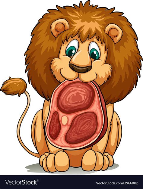 A Lion With Meat Vector Image On Vectorstock Ilustración De León