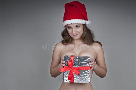 Christmas Naked Girl Covered Gift Stock Photography Image 27513672