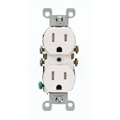 Leviton 15 Amp Duplex Outlet White R52 05320 00w The Home Depot