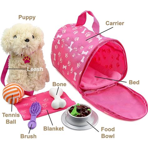 Click N Play 9 Piece Doll Puppy Set And Accessories Perfect For 18