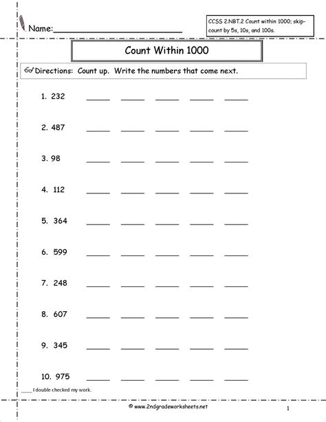 Count To 1000 Worksheet