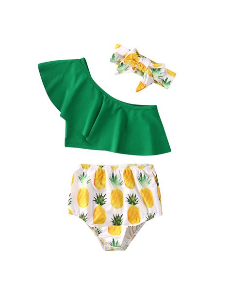 1 4y Baby Girl Toddler Kid Pineapple Print Bikinis One Shoulder