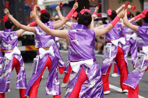 Japanese Performers Dancing In The Famous Yosakoi Festival Editorial