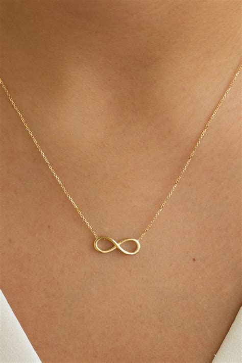 14k Gold Infinity Necklace Real Gold Infinite Love Necklace