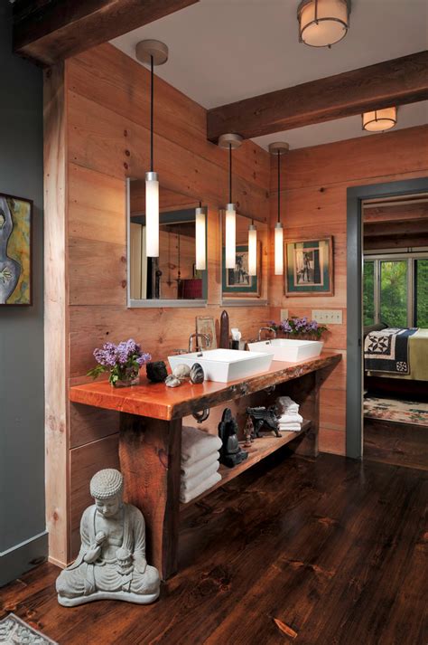 Remove rustic bathroom vanity cabinets for fresh open storage. 66 Cool Rustic Bathroom Designs - DigsDigs