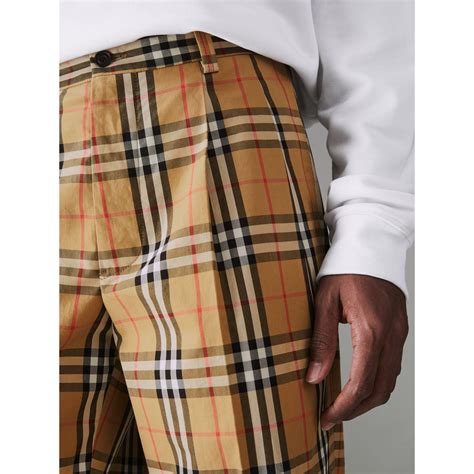Burberry Vintage Check Cotton Trousers For Men Lyst