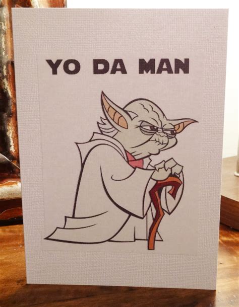 But it's also a great time to get him gifts that support his pop culture passions, especially if they're things he wouldn't necessarily it also has 6 pockets for cards, a magnetic clasp for your cash and a star wars icon of your choice on the front. Star Wars yoda funny father's day card husband card by PaperTechie