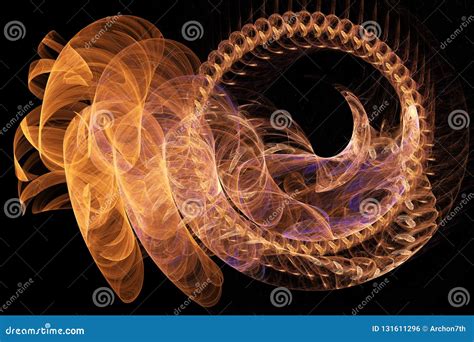 Fractal Glowing Curves Worm Spine Abstract Background Digital Art Stock