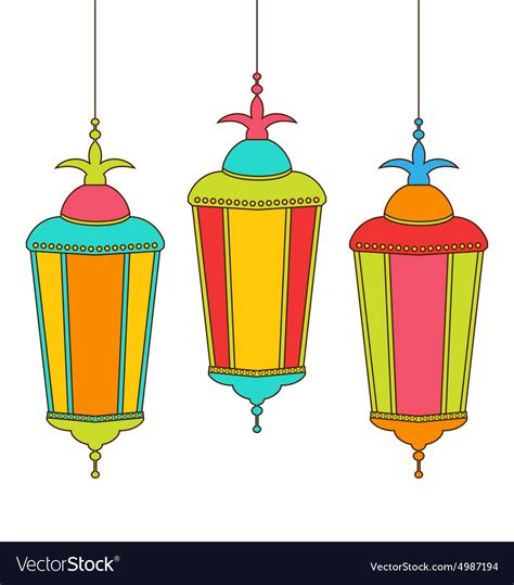 Colorful Arabic Lamps For Ramadan Kareem Vector Image