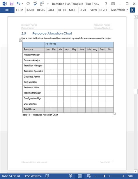 Transition Plan Template Ms Word Excels Templates Forms