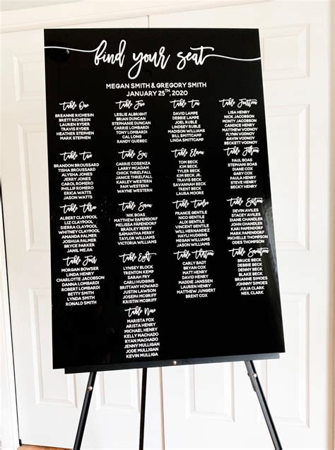Acrylic Seating Chart Find Your Seat Acrylic Wedding Sign Etsy
