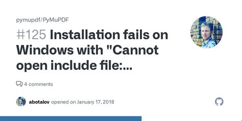 Installation Fails On Windows With Cannot Open Include File Fitz H