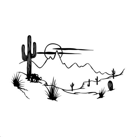 Cactus Svg 2 Desert Svg Desert Scenery Sun Mountain Tshirt Etsy