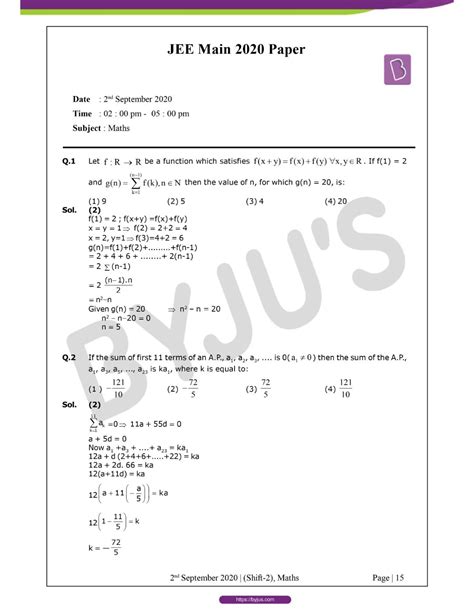 pdf download mathematics jee main question bank with solutions part1. JEE Main 2020 Paper With Solutions Maths Shift 2 (Sept 2 ...