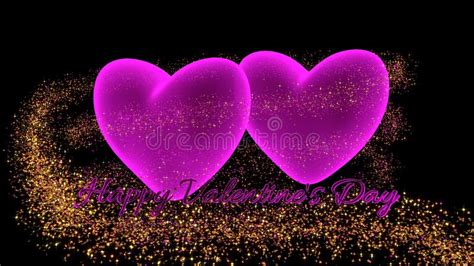 Pink Hearts With Sparkle Glitter And Text Stock Illustration