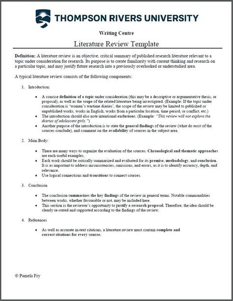 A critique may include a brief summary, but the main focus should be on your evaluation and analysis of the research itself. beautiful research literature review template for free example of literature review format in ...