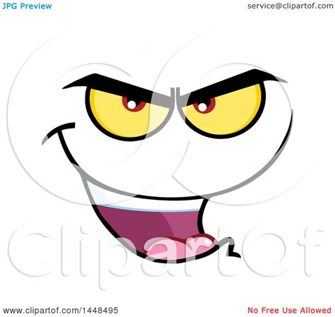 Clipart Of A Grinning Evil Face Royalty Free Vector Illustration By
