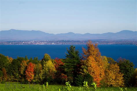 Mt Mansfield And Burlington Vt Seen From Across Lake Champlain In