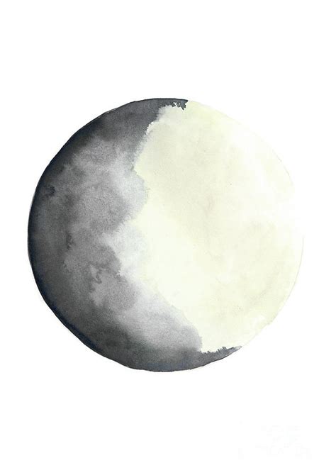 Charcoal And Cream Waxing Gibbous Moon Watercolor Painting By Joanna