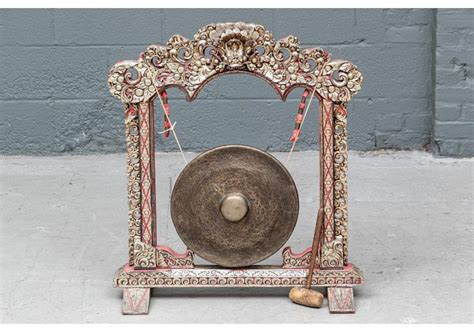 Central Asian Gong On Carved Painted And Gilt Stand For Sale At 1stdibs