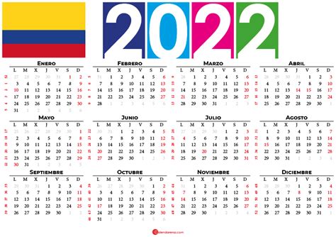 Calendario 2022 Colombia Con D 237 As Festivos Para Imprimir En 2022
