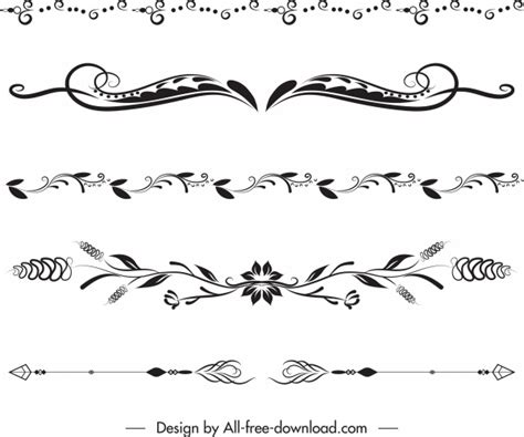 Document Decorative Elements Classical Symmetrical Curves Decor Vectors