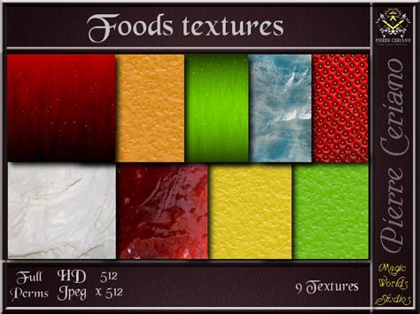 Second Life Marketplace Foods 9 Full Perms Textures