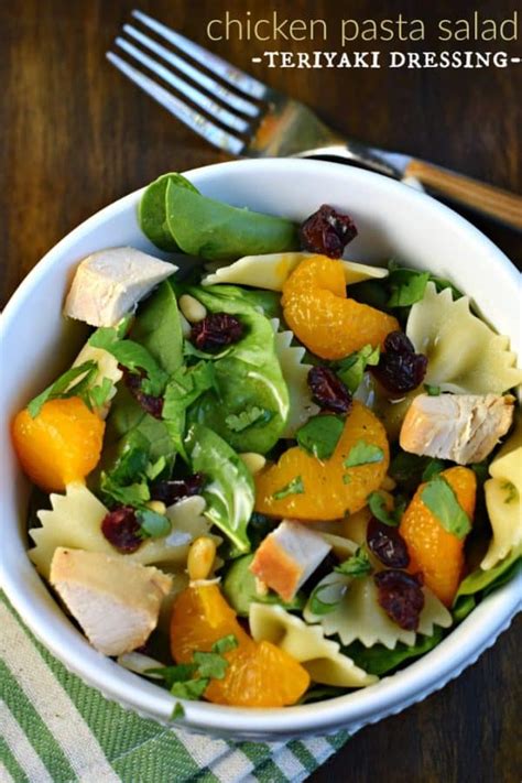 In a jar combine all dressing ingredients. Mandarin Chicken Pasta Spinach Salad with Teriyaki ...