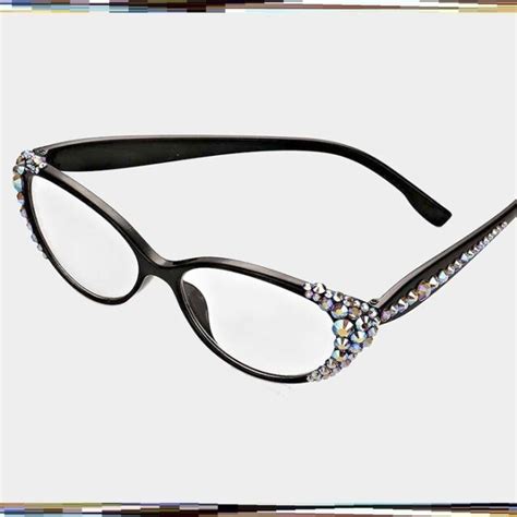 crystal rhinestone oval cat eye reading glasses optical lens bling retro popular ebay