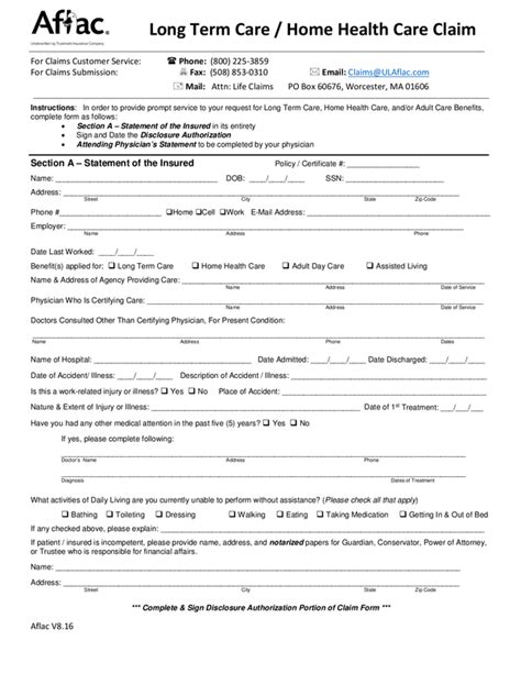 Aflac Cancer Claim Forms Print