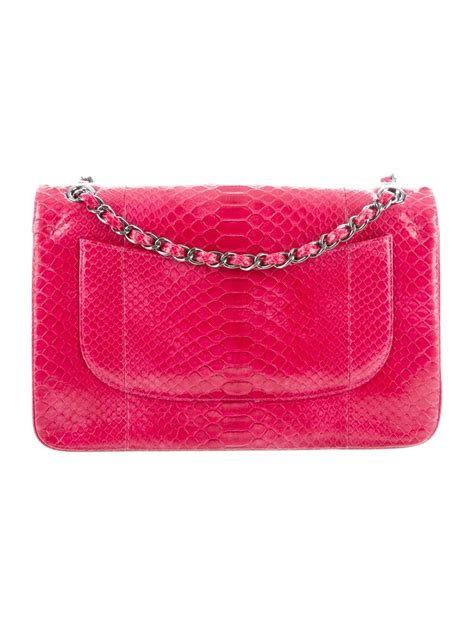 Chanel New Pink Snakeskin Exotic Skin Leather Silver Evening Shoulder