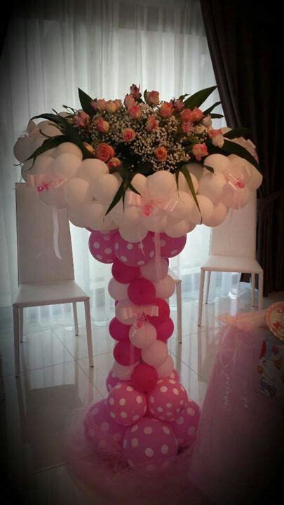 Balloons And Flowers Column Centerpiece Wedding Mother