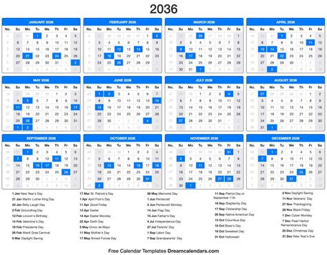 May 2036 Blank Calendar