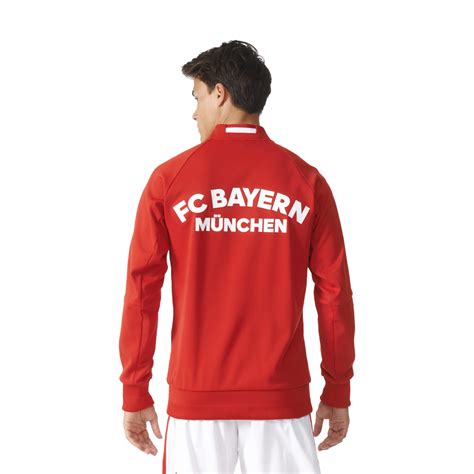 Fc bayern munich anthem jacket home 2019/20 college collar in ribbed knit outdoor zip fastening adidas logo and fcb stitching on chest side stripes on sleeve side slanted pockets ribbed edge on the hems straight shape. adidas Bayern Munich Mens Anthem Jacket in Red | Excell ...