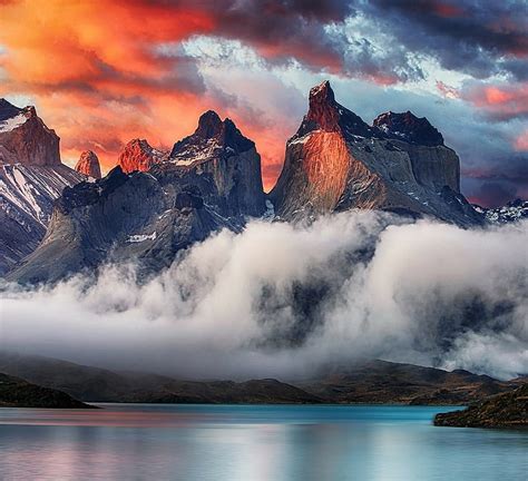 Hd Wallpaper Mountain Torres Del Paine Patagonia Chile Sunrise Clouds