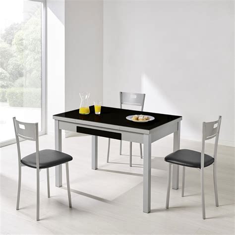 Perfecta como mueble auxiliar o mesa de comedor de diario. Mesa cocina extensible cristal negro | Mesas baratas de cocina