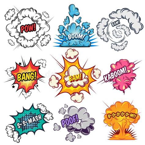 Comics Explosion Effects Set Stock Vector Illustration Of Lettering