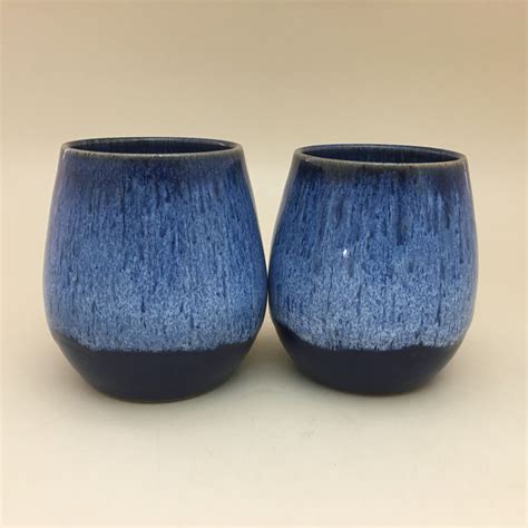 725 Stemless Wine Glasses Set Of 2 Wizard Of Clay Pottery