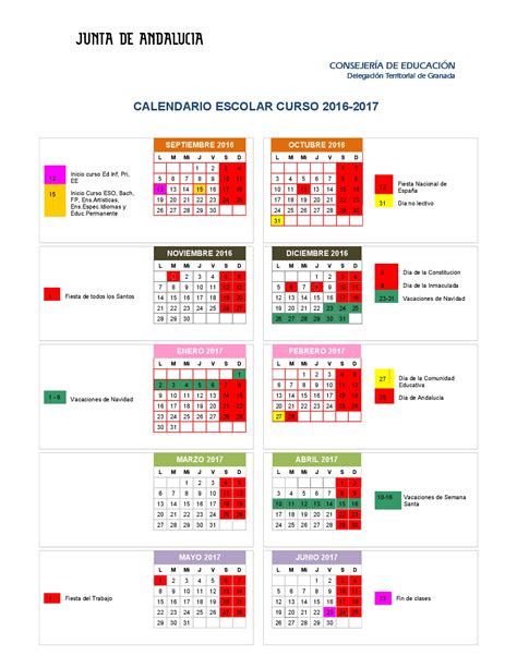 Calendario Escolares 2016 2017 Granada Imagenes Educativas