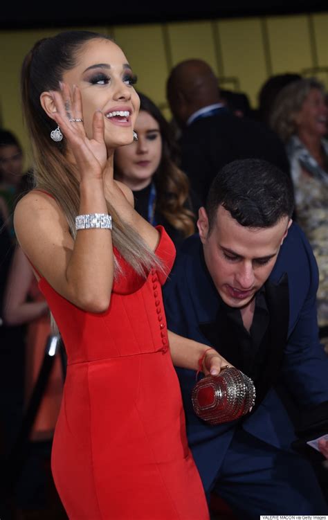 Ariana Grande Grammys 2016 Pop Beauty Stuns In Red Hot Romona Keveža Gown Huffpost Canada