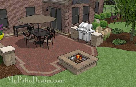 Backyard Brick Patio Design With Fire Pit Download Plan