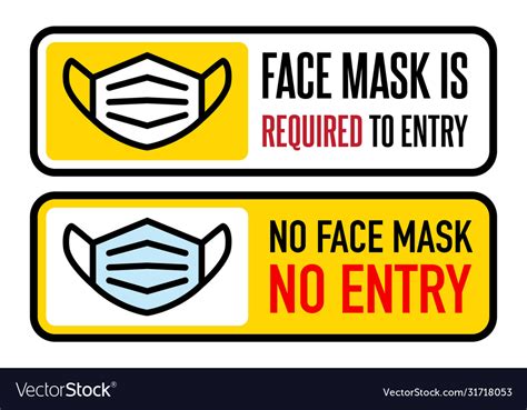 No Facemask No Entry Sign Information Warning Vector Image