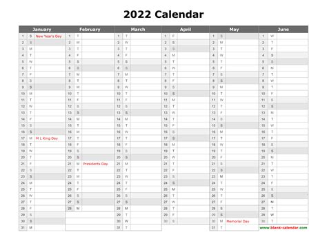 Printable 2022 Yearly Calendar With Week Numbers 6 Templates 2022 Calendar Free Printable