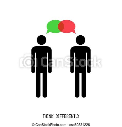 Think Differently Constructive Dialog Two Human Silhouettes And Green