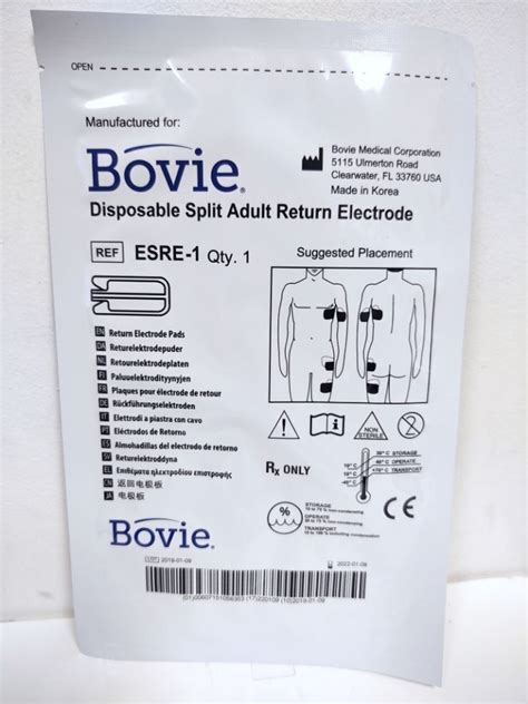 New Bovie Esre Esre 1 Disposable Split Adult Return Electrode Pads