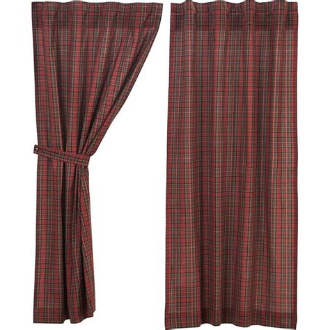 Tartan Red Plaid Lined Short Panel Curtains 63 In 2021 Plaid Panels